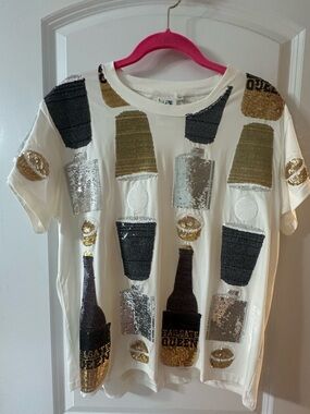 Queen of Sparkles Black and Gold Tailgate T-shirt